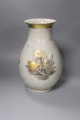 A Royal Copenhagen crackle-glazed oviform vase,having narrow neck and crab and nautilus decoration,H