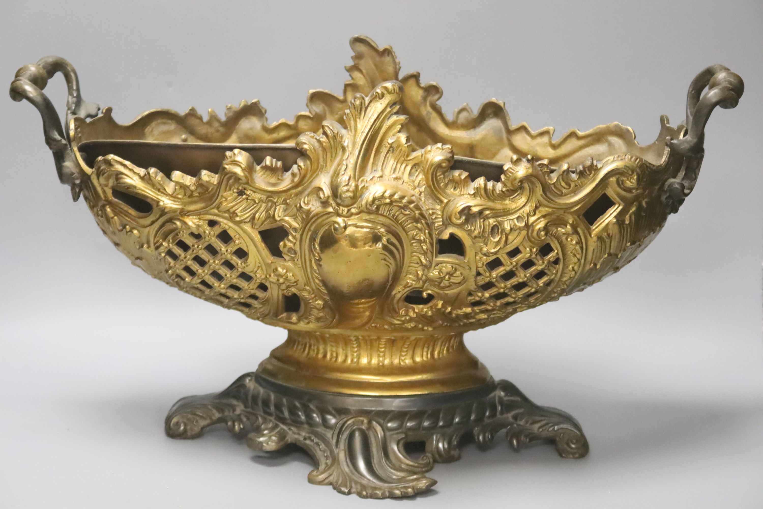 A Louis XV style bronze rococo revival centrepiece48cm - Image 3 of 3