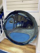 An Anish Kapoor style blue domed / concave mirror, Made by The Glass House, Tunbridge Wells. 135cm