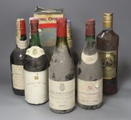 Assorted wines etc. including Chambolle Musigny Les Amoureuses, 1985, one Gevrey Chambertin, 1970,