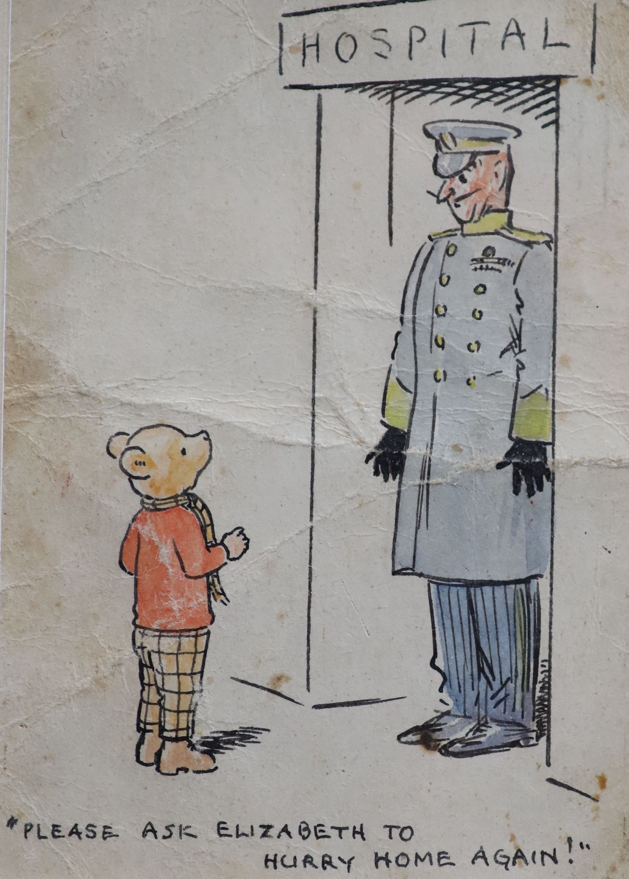 § Alfred Bestall, (1892-1986) two original bespoke drawings of Rupert The Bear, each dedicated to - Image 3 of 4