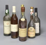 One bottle of Gould Campbell 1977 Vintage Port, one Domaine Le Basque Armagnac 1979, one Chateau