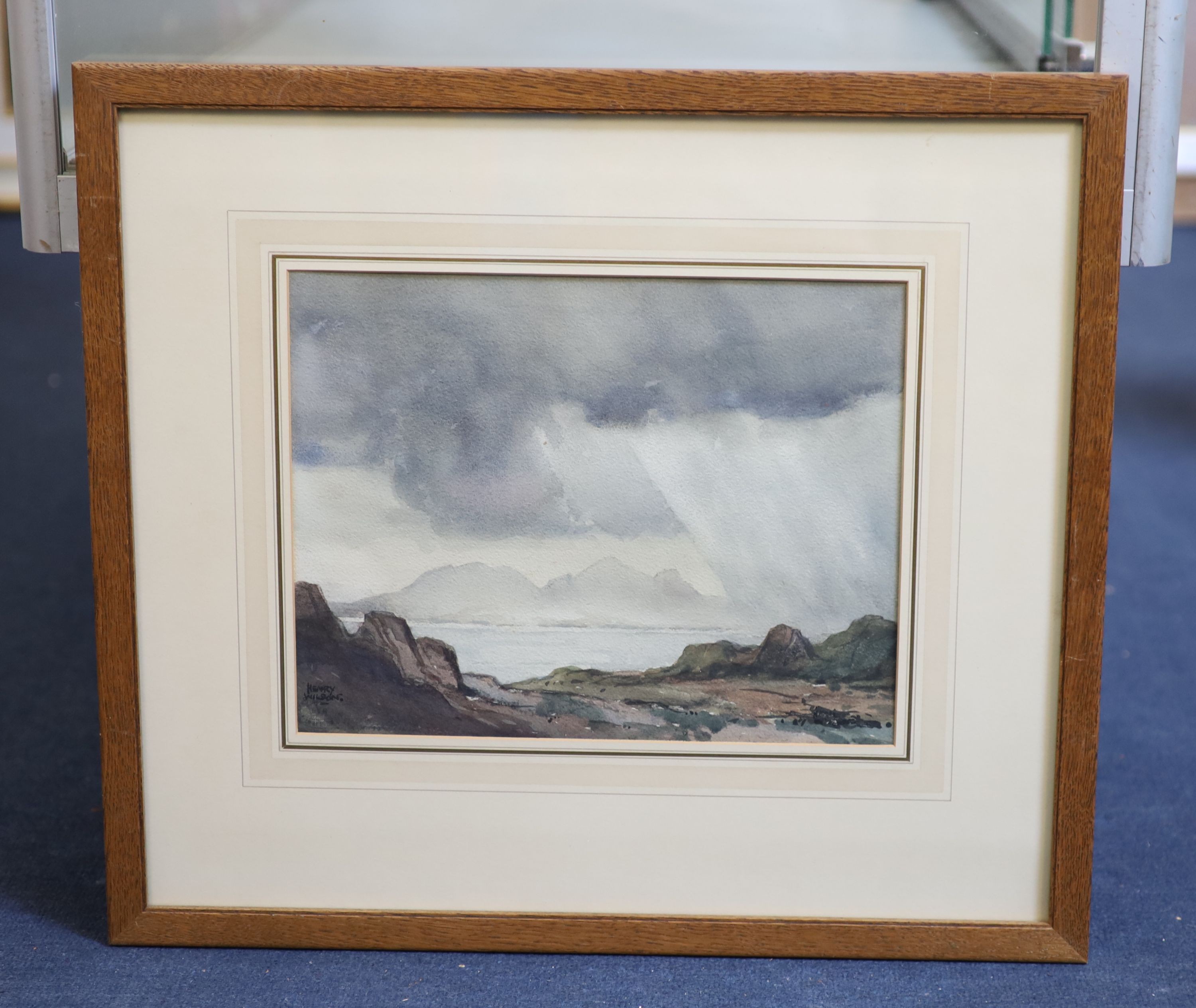 Henry Wilson, watercolour, Stormy coastal view, signed, 25 x 32cm - Image 2 of 4