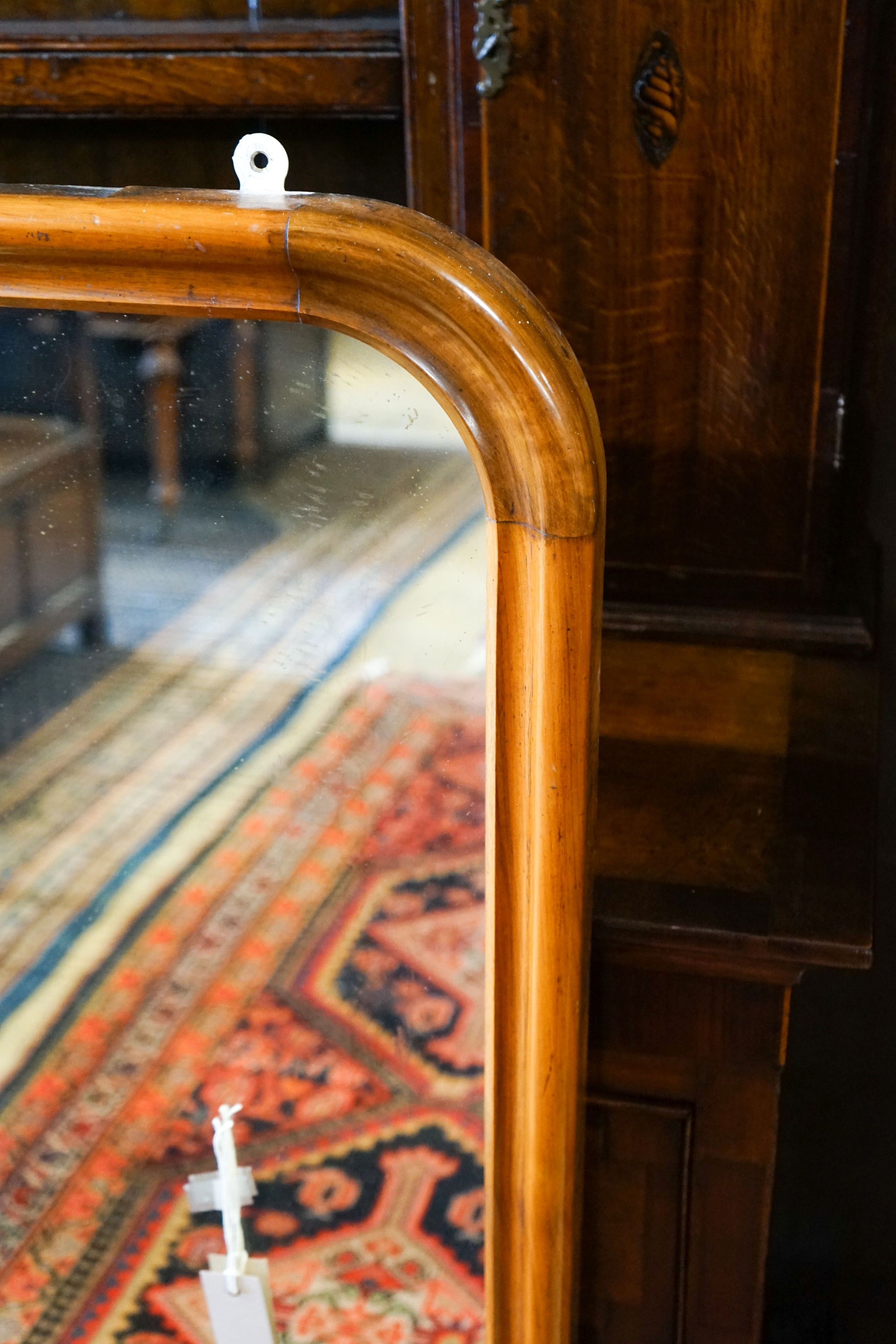 A Victorian pale mahogany overmantel mirror, width 134cm, height 114cm - Image 2 of 4