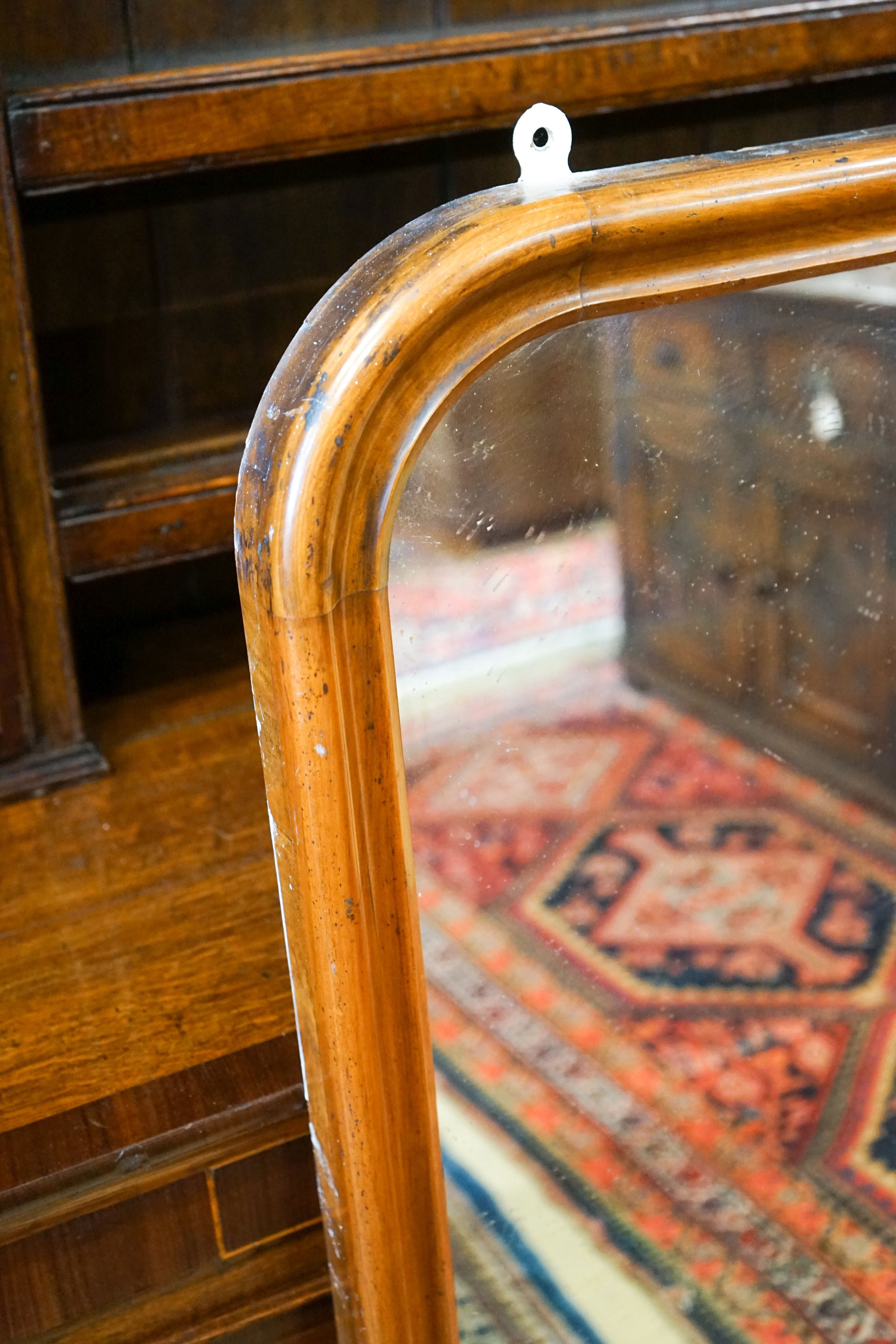 A Victorian pale mahogany overmantel mirror, width 134cm, height 114cm - Image 3 of 4