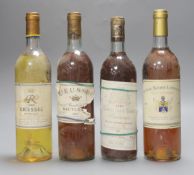 Four assorted white wines including Saint Amand, 1982, Rieussec, 1980 & 1993 and Bastor