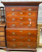 A George III mahogany chest on chest, width 124cm, depth 61cm, height 191cm