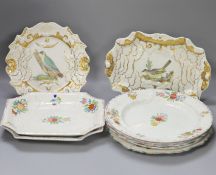 Four French faience plates and three Mason’s Cambrian Argil dishes and to early 19th century English