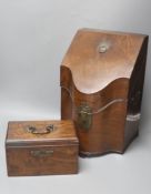 A George II mahogany knife box together with a George III mahogany tea caddy (2)38cm