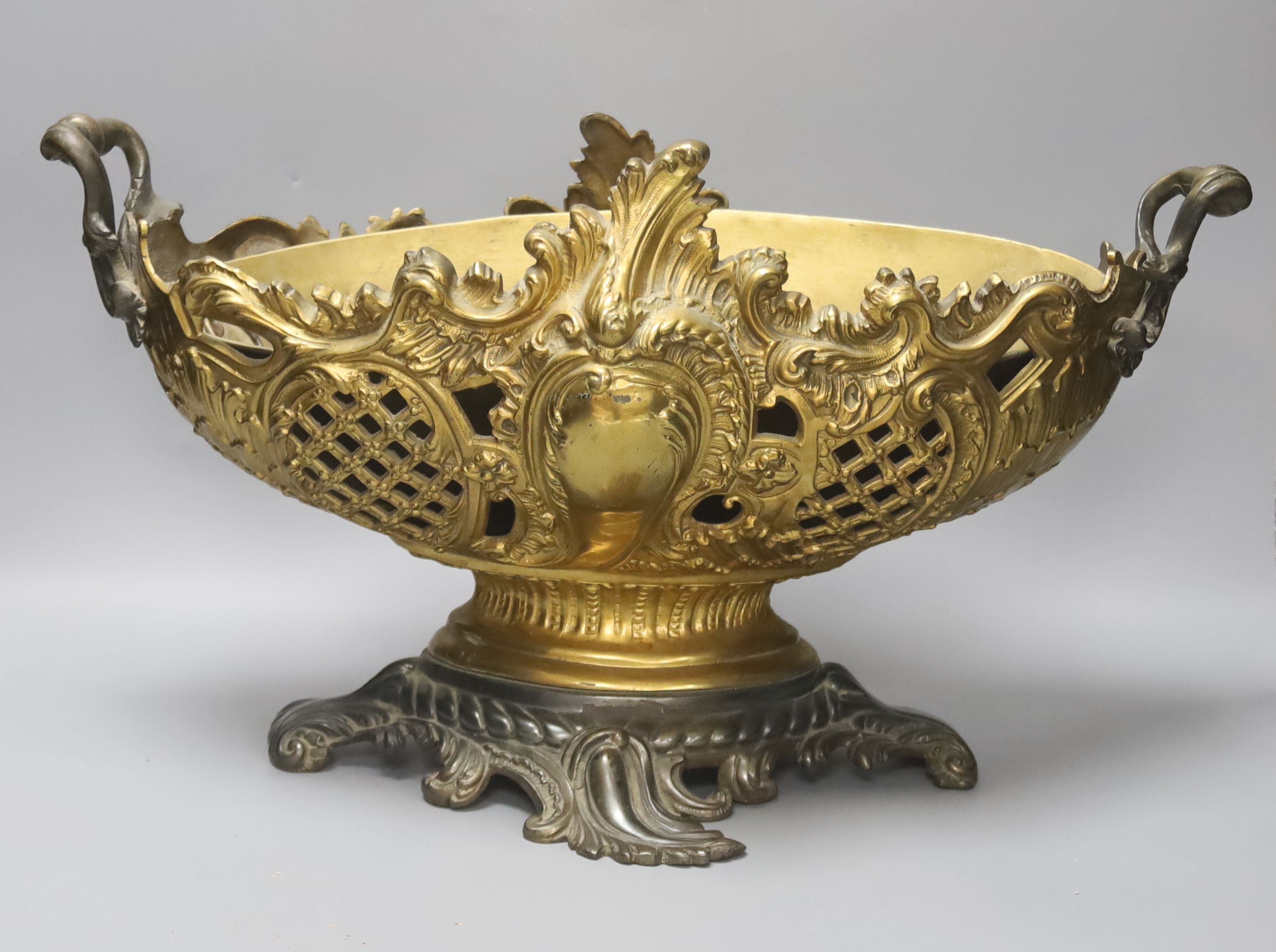 A Louis XV style bronze rococo revival centrepiece48cm