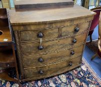 An early Victorian mahogany bow fronted chest of drawers, width 108cm, depth 51cm, height 102cm