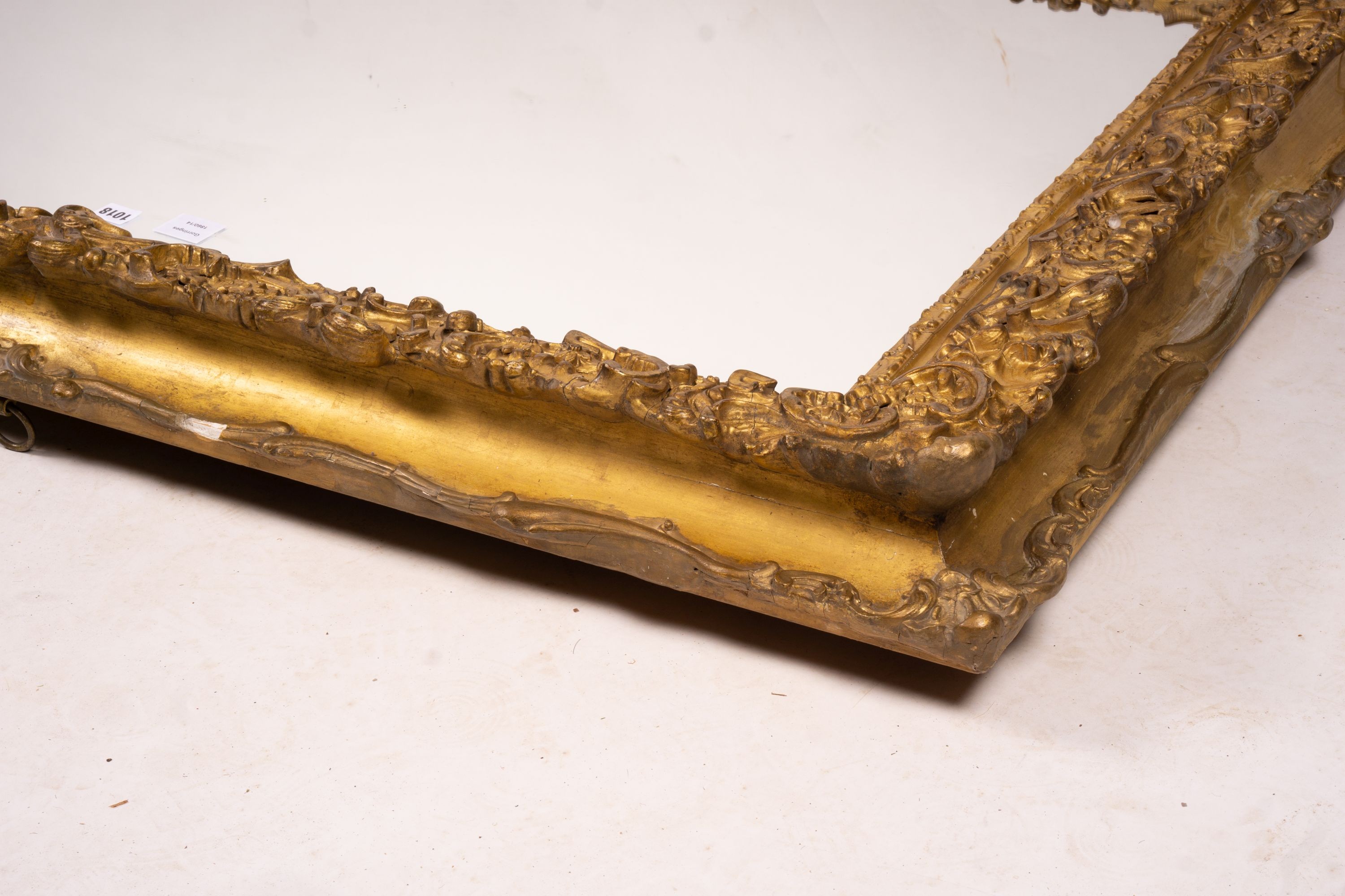 An ornate Victorian giltwood and gesso rectangular wall mirror (formerly a picture frame) width - Image 8 of 10