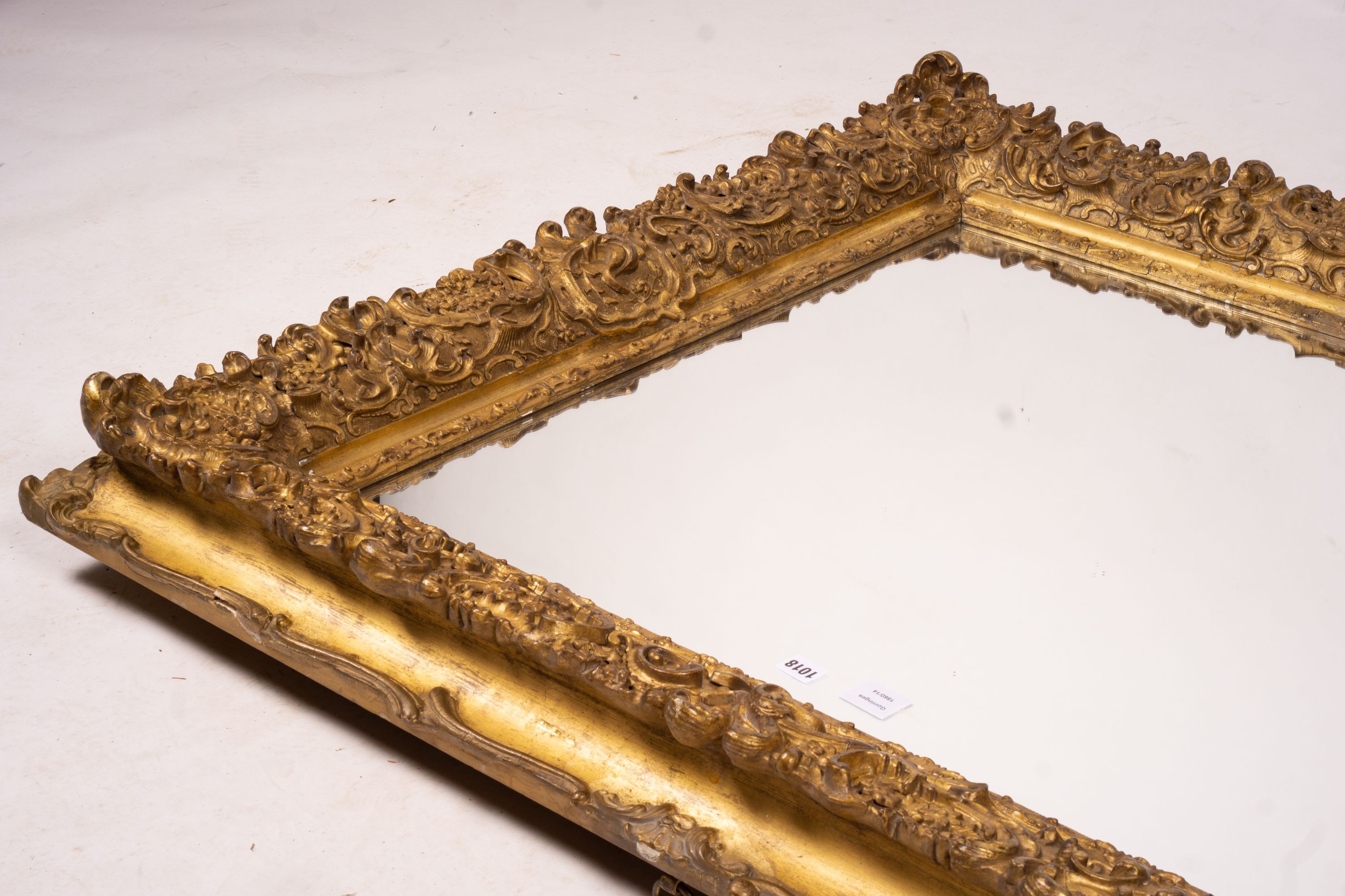 An ornate Victorian giltwood and gesso rectangular wall mirror (formerly a picture frame) width - Image 10 of 10