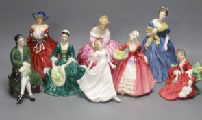 Eight various Royal Doulton figurines, tallest 22cm