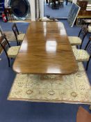 A Victorian mahogany extending dining table, 274cm extended, three spare leaves, width 130cm, height