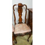 An 18th century Dutch marquetry inlaid walnut dining chair