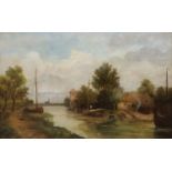 Ferdinand Hendrik Sykens (1813-1860), oil on wooden panel, River landscape, signed, 23 x 36cm