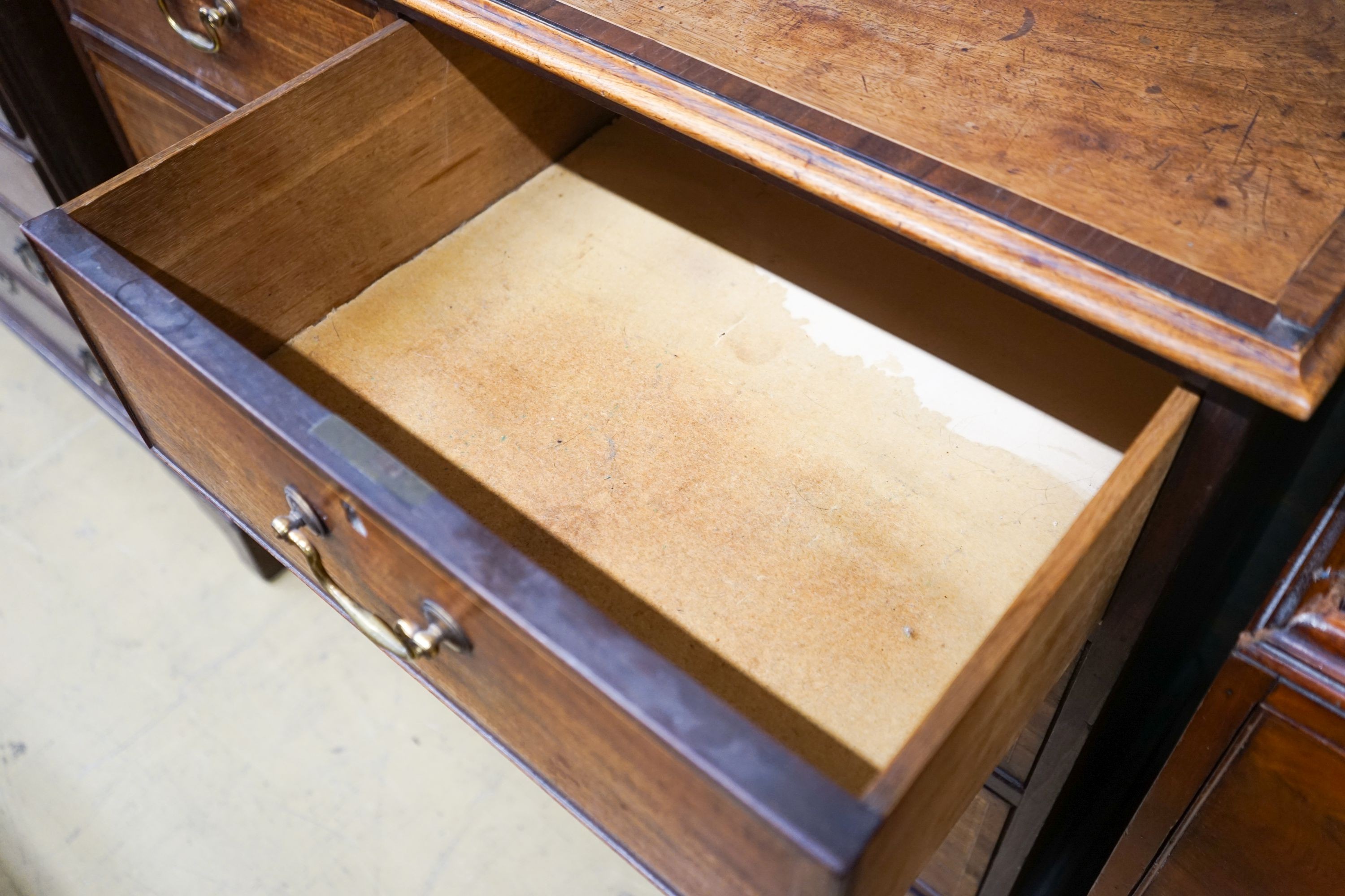 A George III banded mahogany chest, width 110cm, depth 55cm, height 110cm - Image 3 of 3