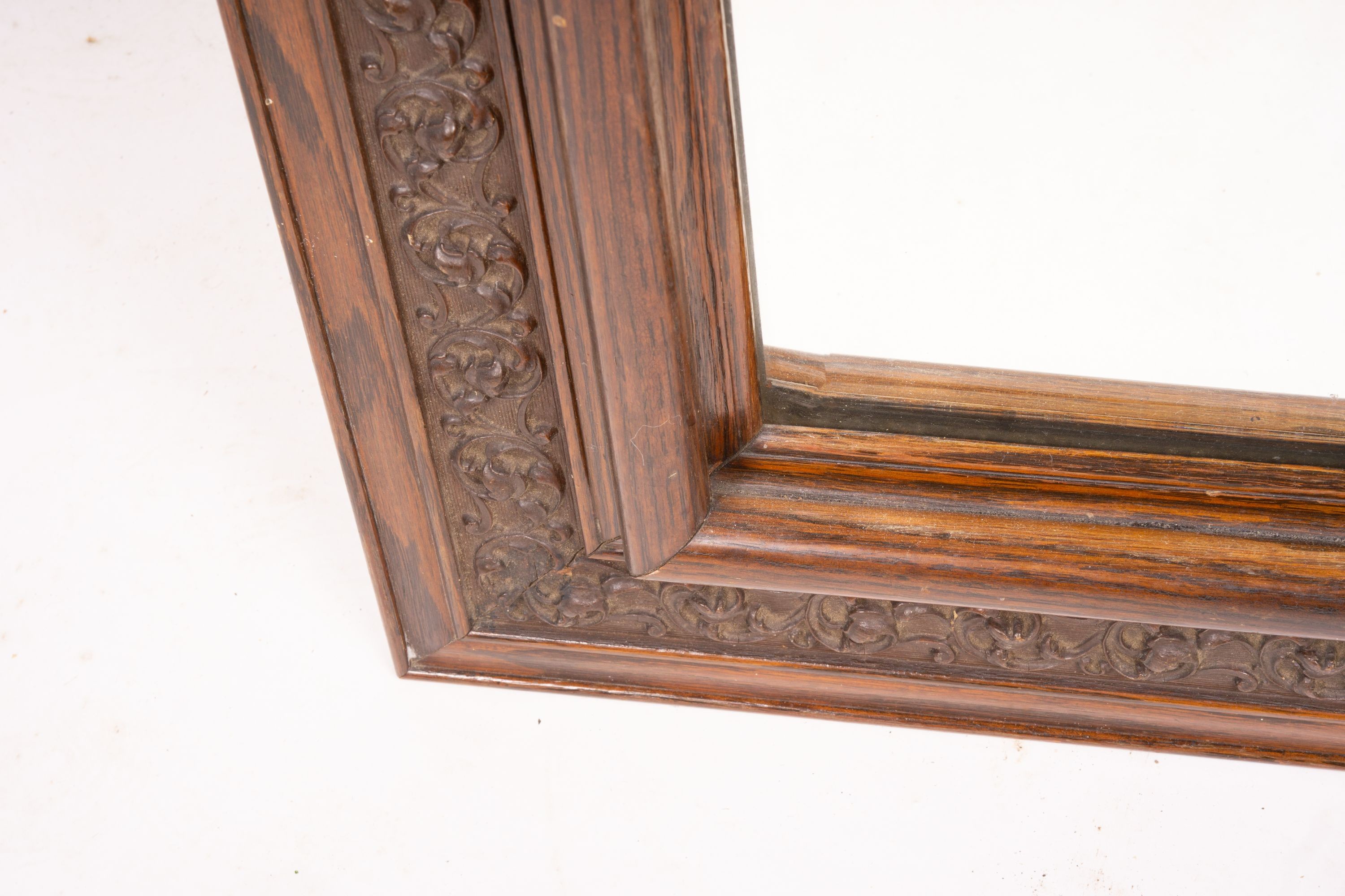 An early 20th century carved oak rectangular wall mirror, width 57cm, height 64cm - Image 5 of 6