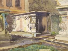 Geoffrey Bagley(1901-1992), 3 unframed watercolours, Farningham Church, Farningham Tombs & Graves