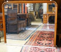 A Victorian pale mahogany overmantel mirror, width 134cm, height 114cm