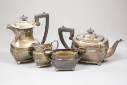 A late 1940's/early 1950's silver four piece tea set, C.J. Vander Ltd, London, 1948/9,1950/1,gross