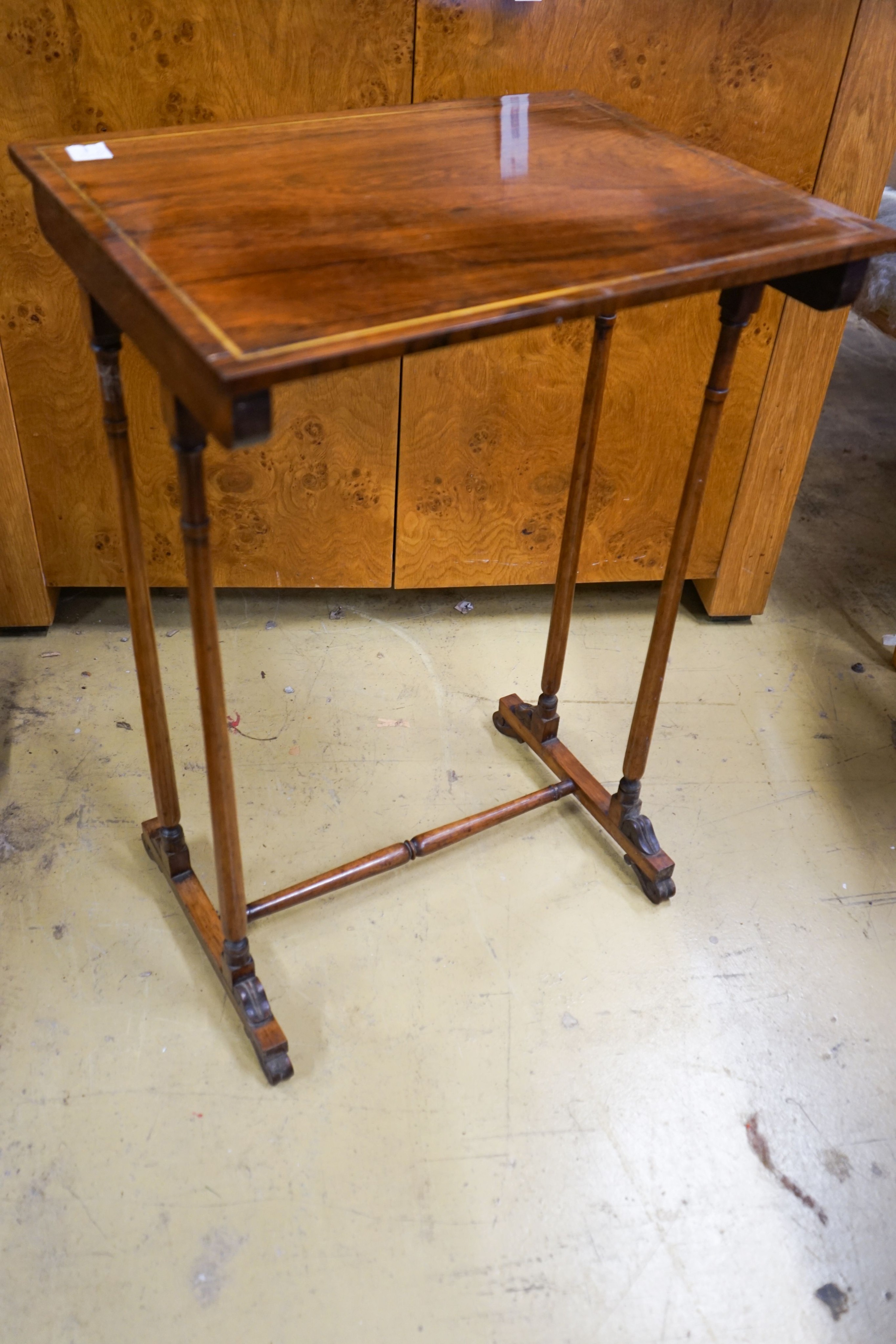 An Edwardian walnut two tier occasional table and a rectangular rosewood tea table, larger width - Image 5 of 5
