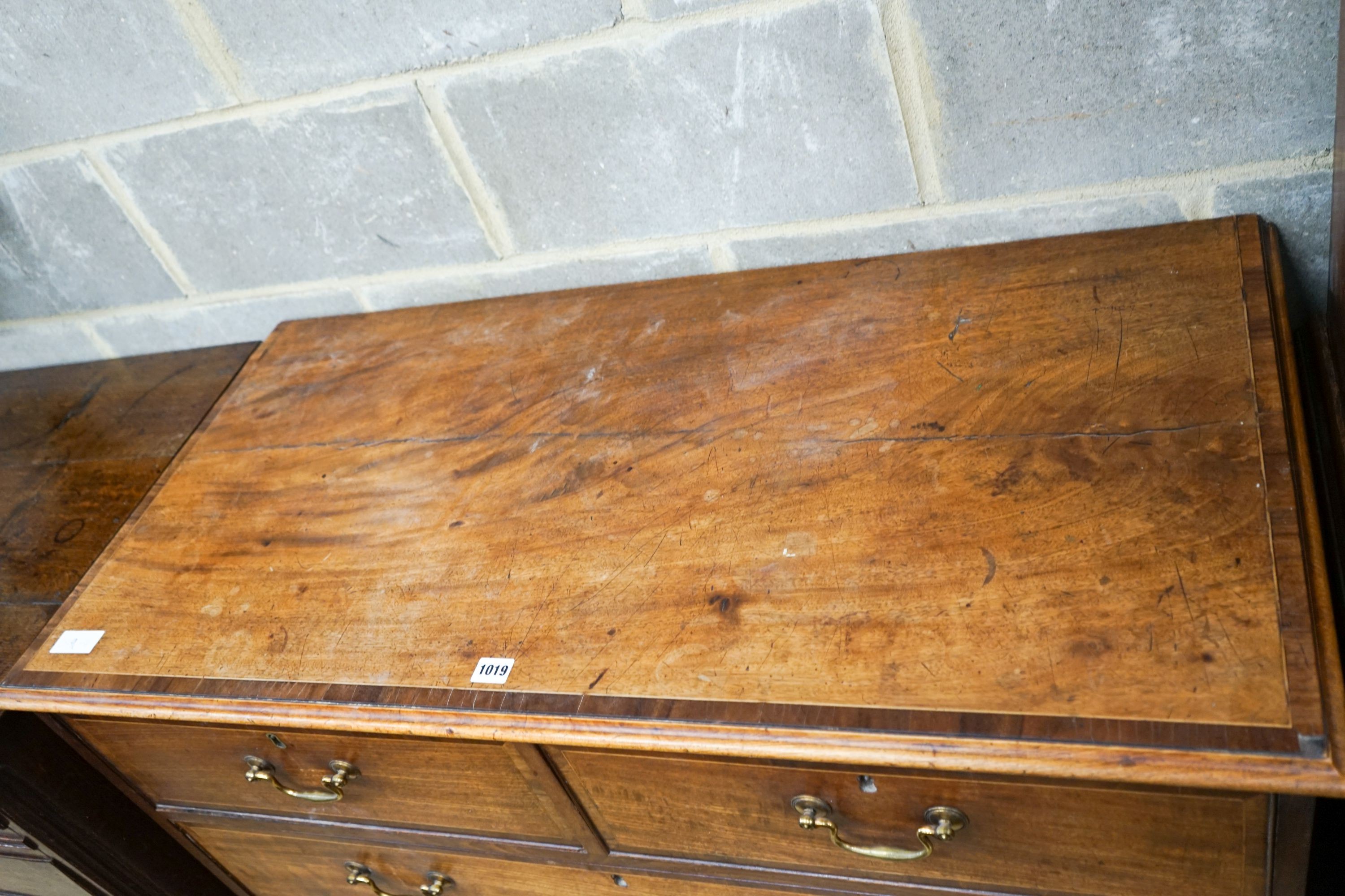 A George III banded mahogany chest, width 110cm, depth 55cm, height 110cm - Image 2 of 3