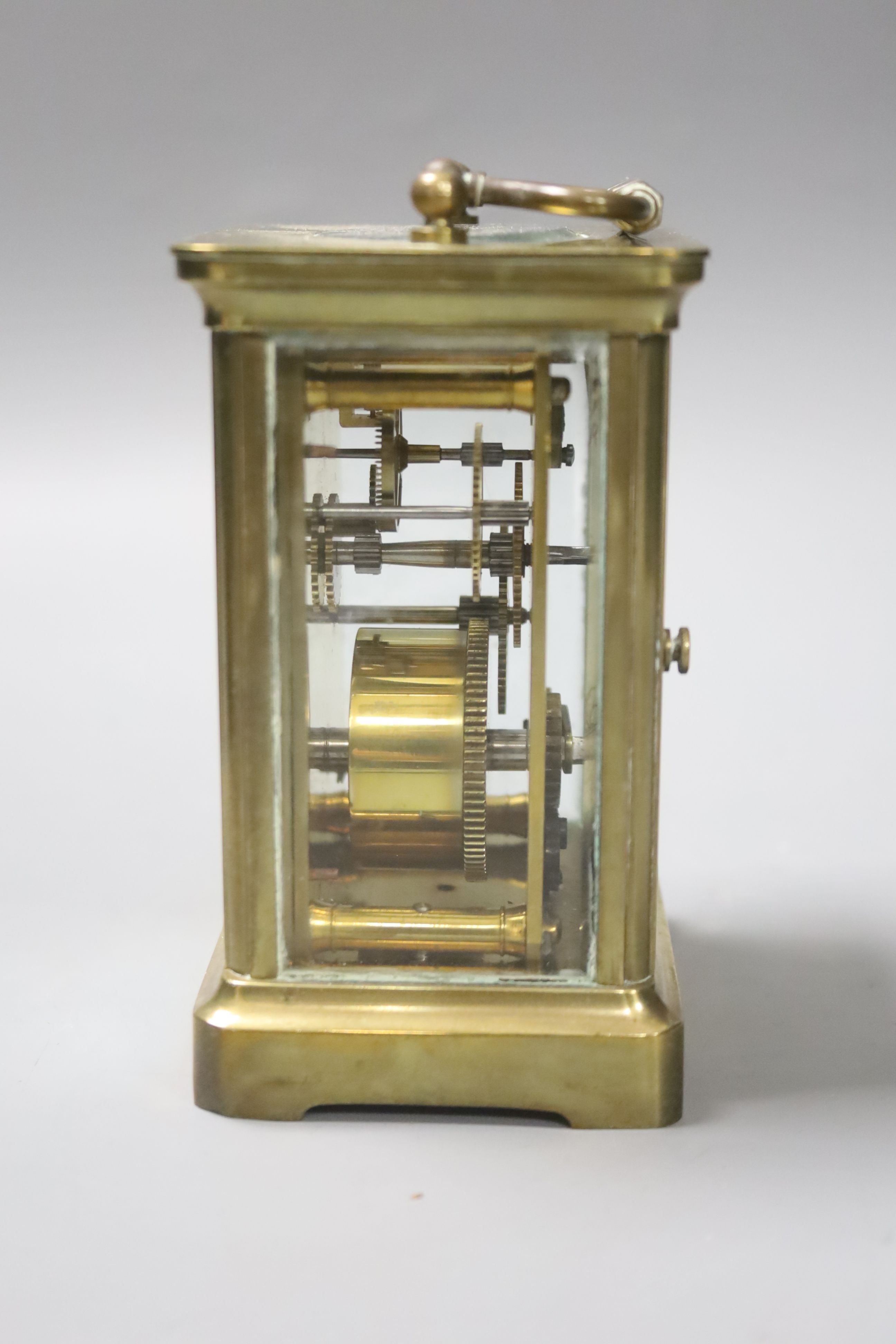 A cased brass carriage timepiece - Image 2 of 3