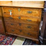 An 18th century burr walnut, banded and inlaid chest, possibly Dutch,oak-lined and fitted four