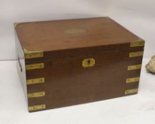 A brass bound military style canteen box - no contents44cm