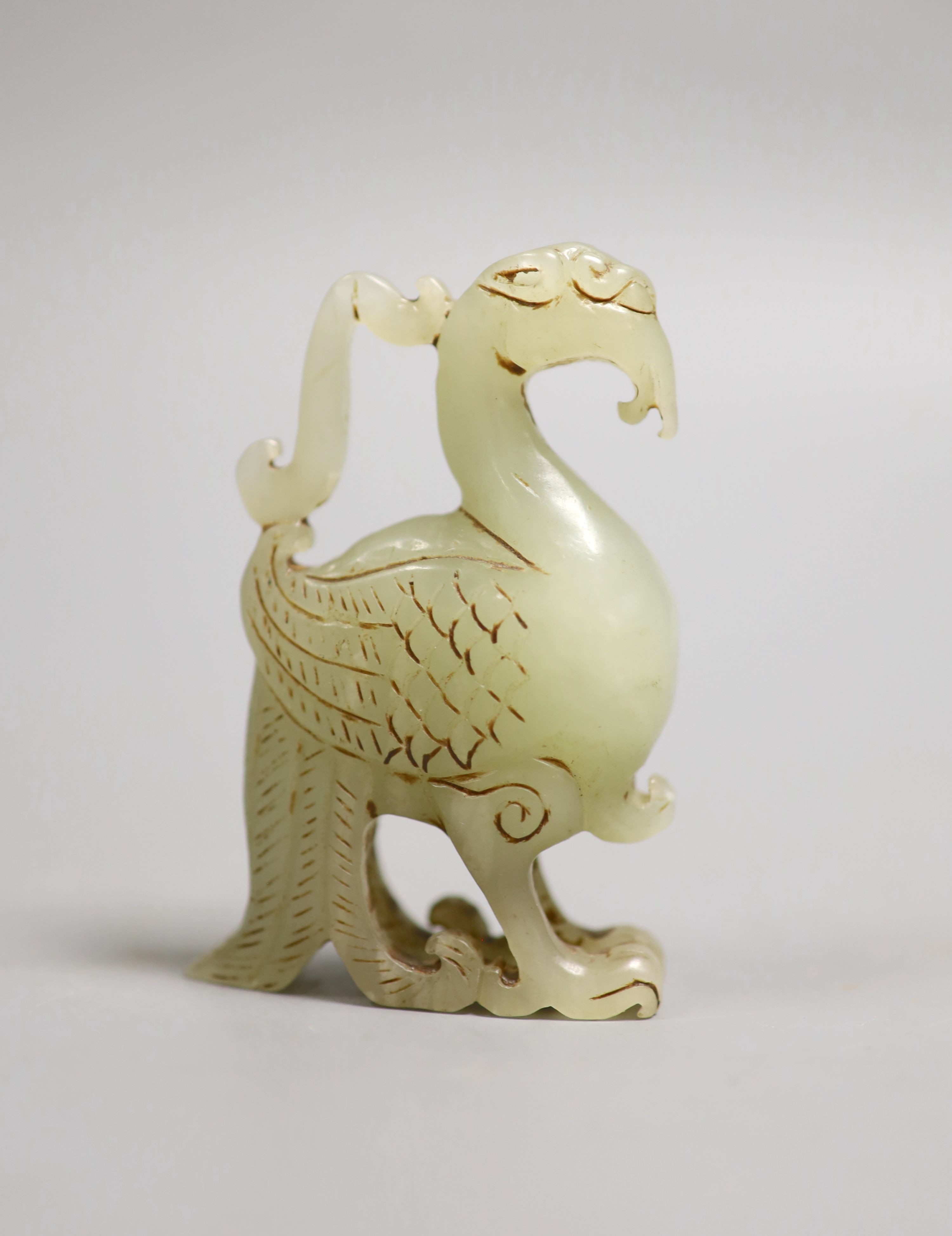 A Chinese jade bird, 8cm high