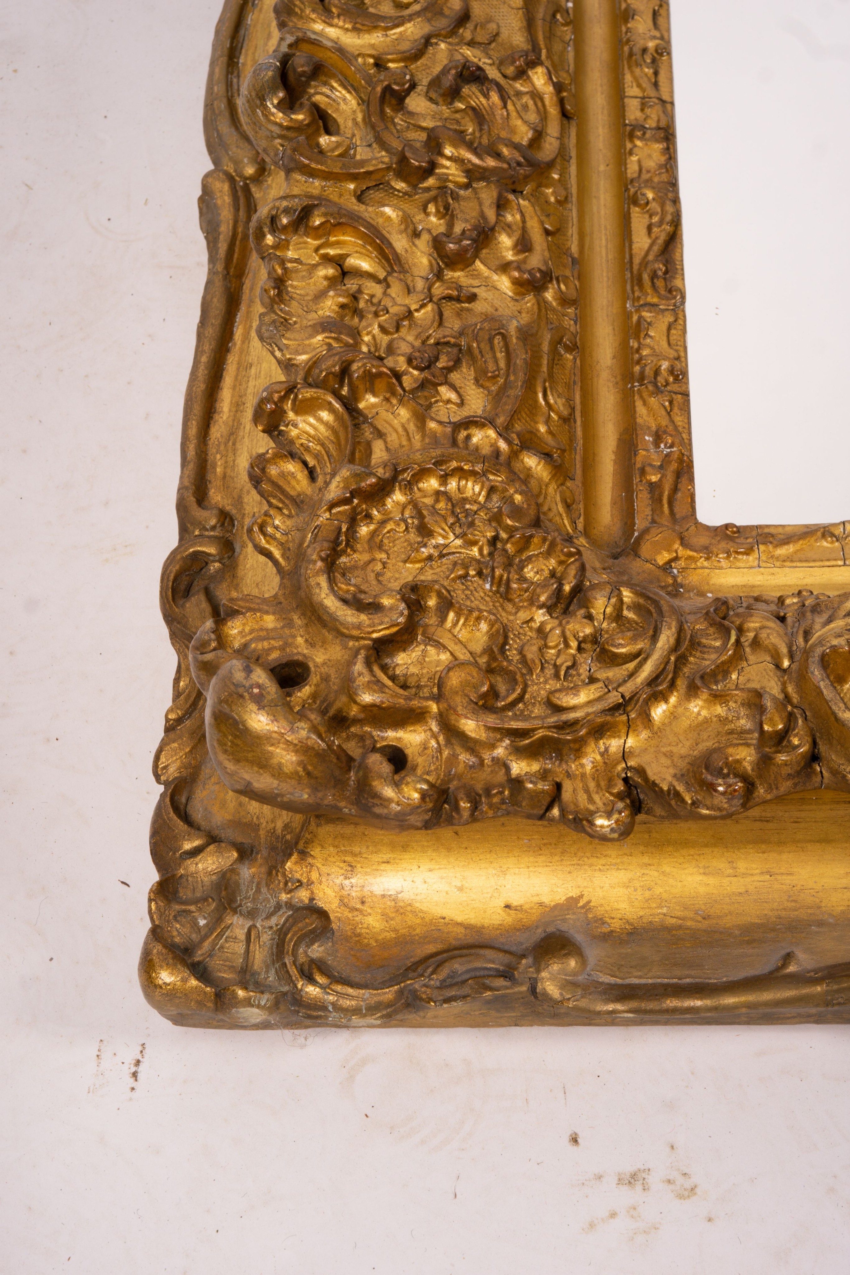 An ornate Victorian giltwood and gesso rectangular wall mirror (formerly a picture frame) width - Image 3 of 10