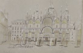 Talbot Hicks, pencil and watercolour, St Mark's, Venice, signed, 32 x 49cm