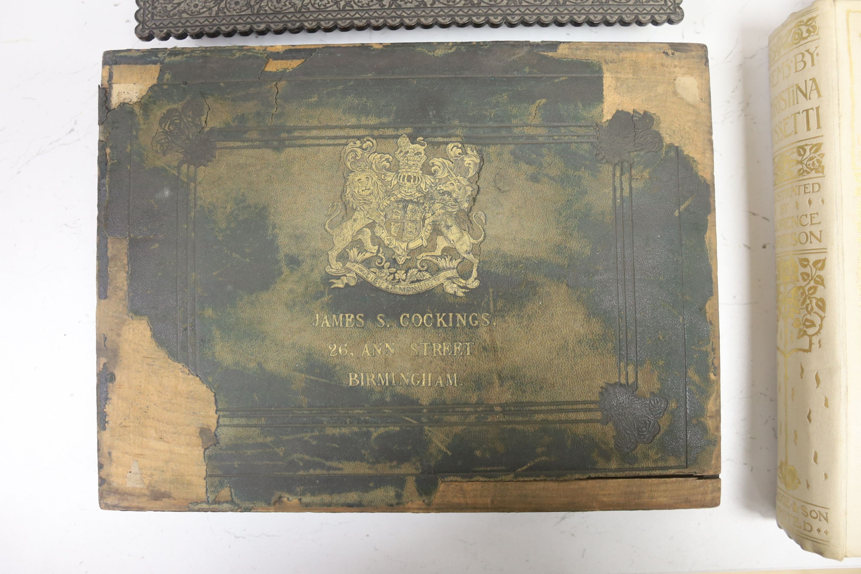 A James Cockings leather box containing a vellum patent letter with Queen Victoria Grand seal with - Image 2 of 5