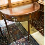 A late 19th century Dutch demi-lune mahogany console table, width 79cm, depth 38cm, height 74cm