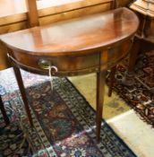 A late 19th century Dutch demi-lune mahogany console table, width 79cm, depth 38cm, height 74cm