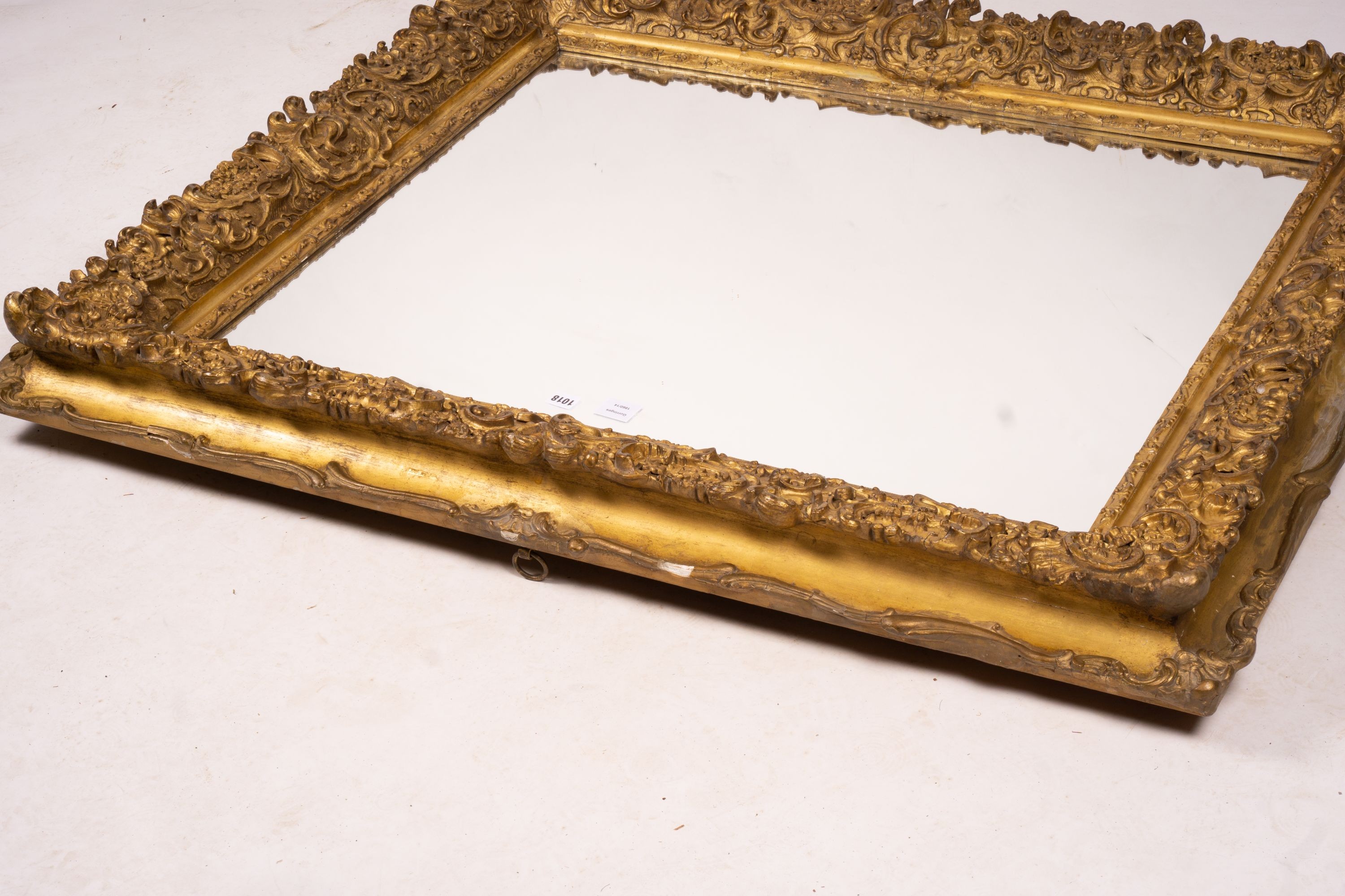 An ornate Victorian giltwood and gesso rectangular wall mirror (formerly a picture frame) width - Image 5 of 10