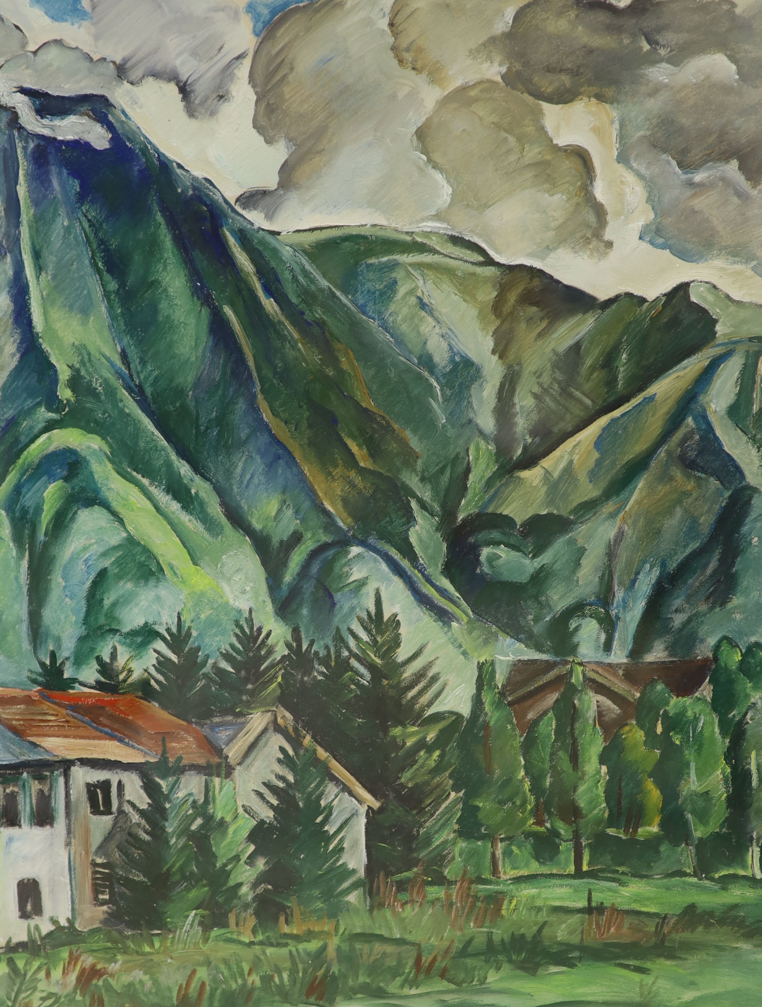 Gustau Adolf Schaffer (1881-1937), oil on paper, "Eigern 1921', initialled and dated, 46 x 36cm