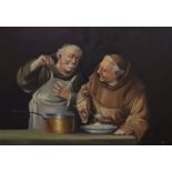 Evert William Topman (20th century), oil on canvas, Monks in a kitchen, signed, 50 x 70cm48cm x