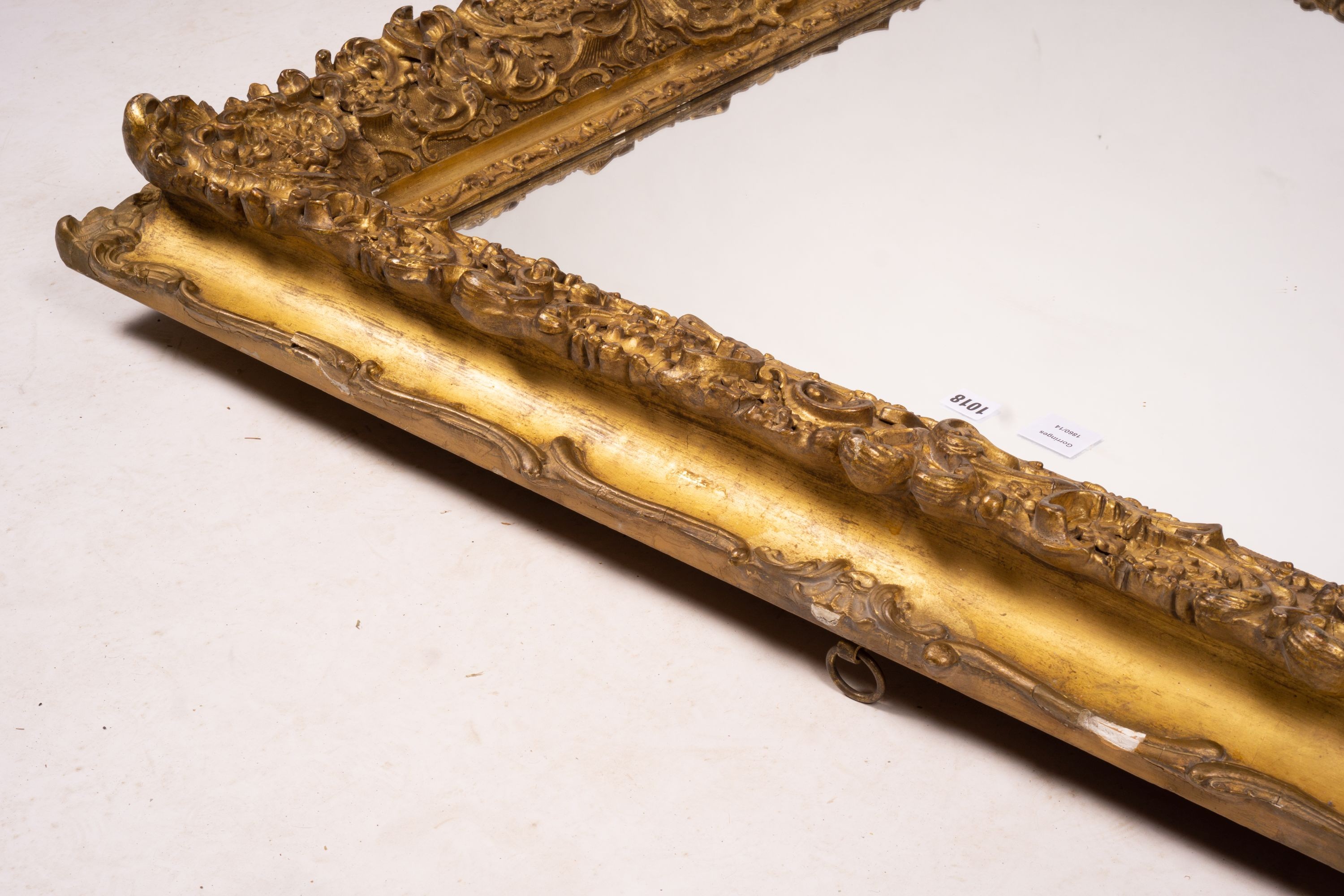 An ornate Victorian giltwood and gesso rectangular wall mirror (formerly a picture frame) width - Image 7 of 10