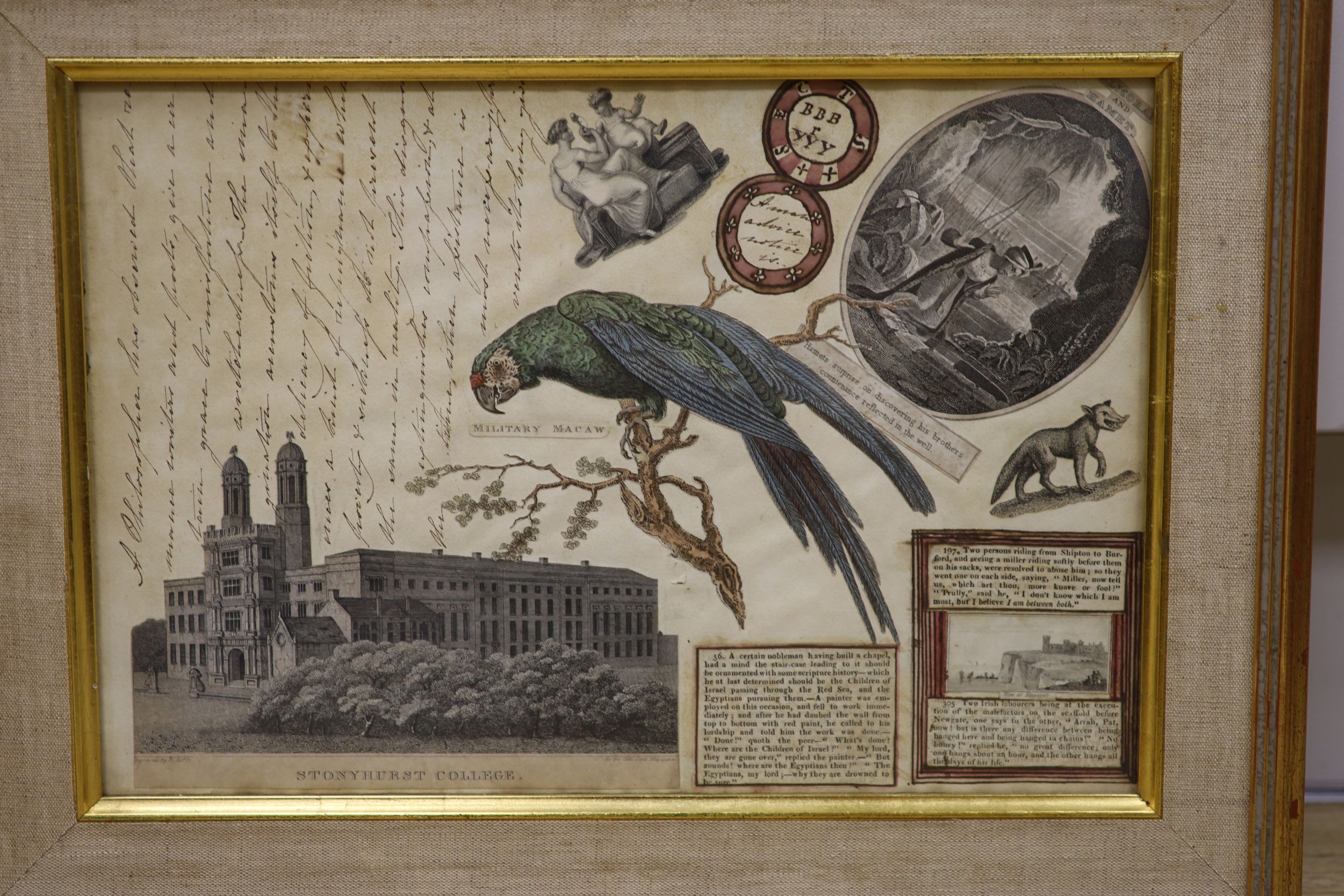 19th century English School, set of clin d’oeuil watercolour and collage panels, Poems, verses, - Image 7 of 8