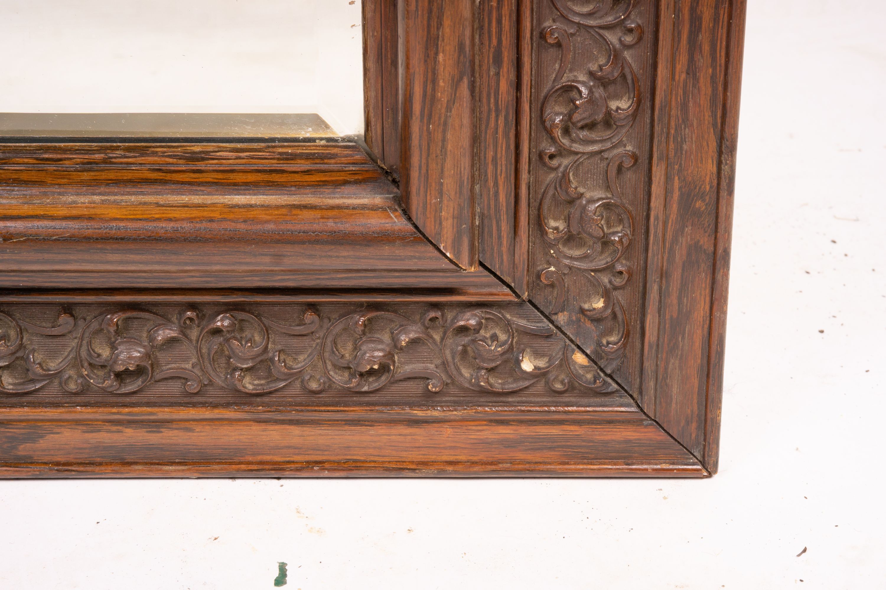 An early 20th century carved oak rectangular wall mirror, width 57cm, height 64cm - Image 6 of 6