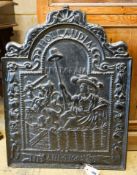 A cast iron fireback inscribed "Hollandia" width 55cm, height 74cm