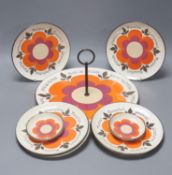 A 1960s Gien Harmonie earthenware cheese service