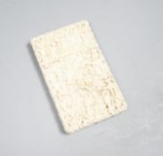 A 19th century Chinese export ivory card case, 10.5cm