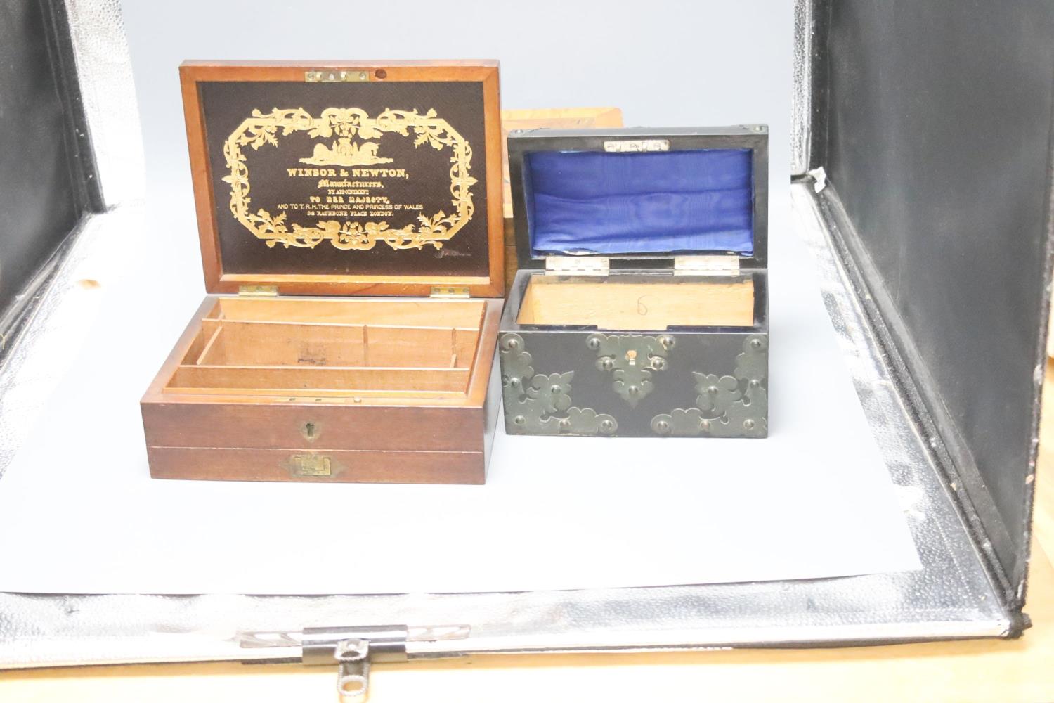 Three Victorian boxes including a Windsor and Newton artist's box, 24cm - Image 3 of 4