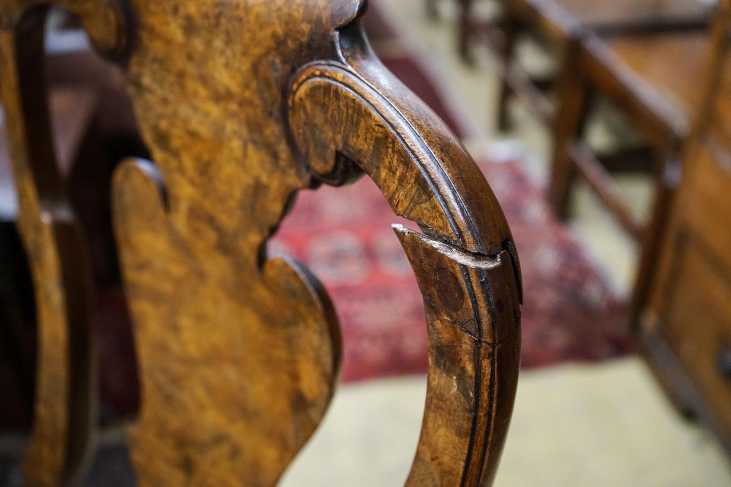 A set of four Queen Anne revival walnut dining chairs - Image 5 of 7