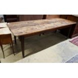 An early 19th century French provincial oak farmhouse table, length 243cm, depth 87cm, height 78cm