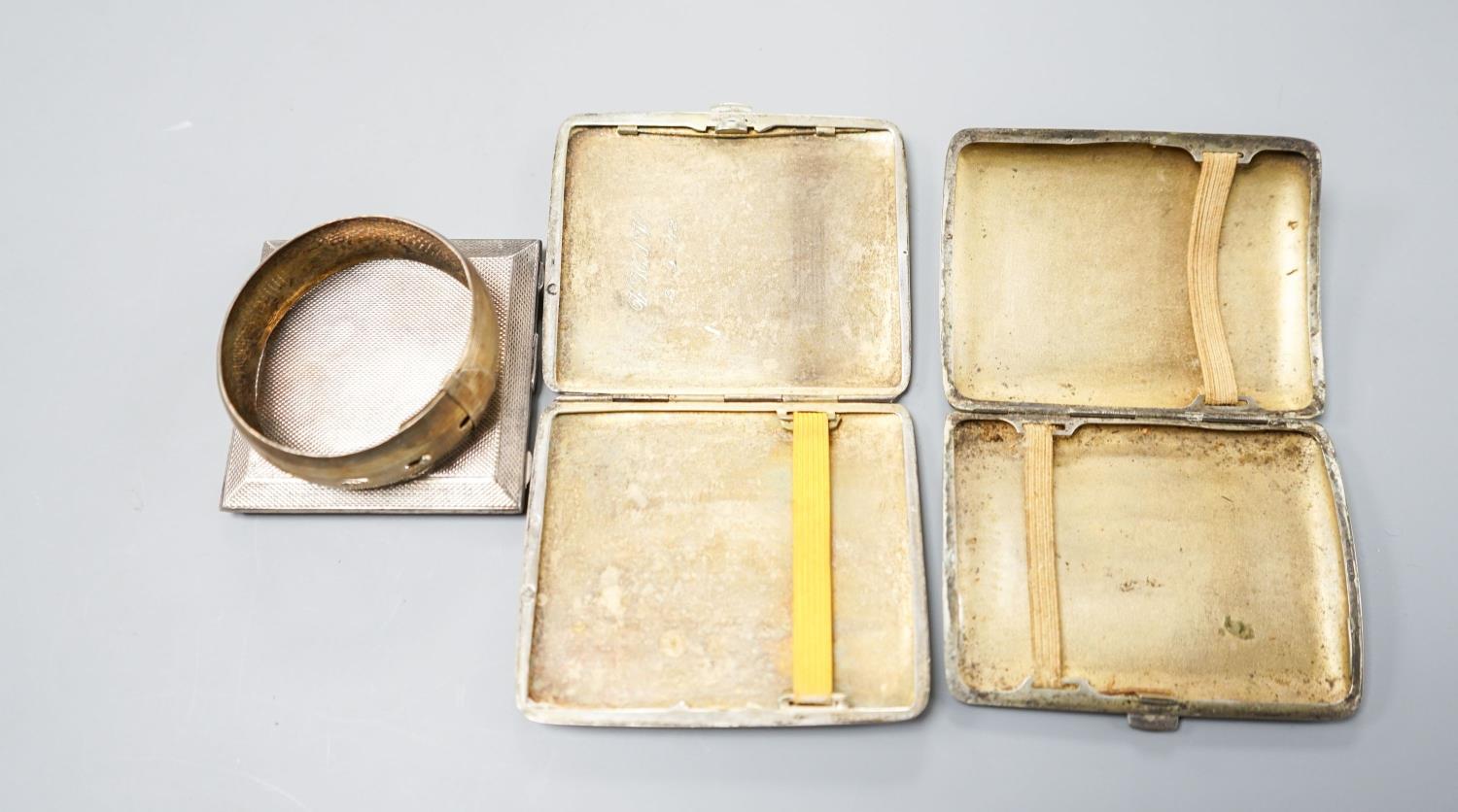 An 800 white metal and niello cigarette case,9cm, a Dutch gilt and white metal cigarette case, an - Image 4 of 4